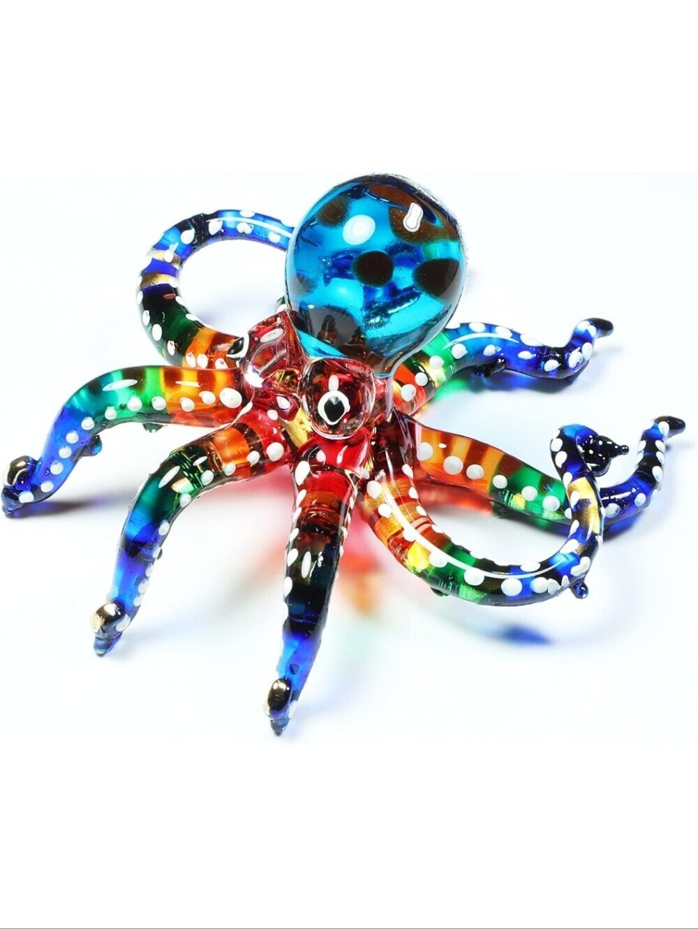 Colorful Rainbow Octopus Glass Figurine - Multicolor